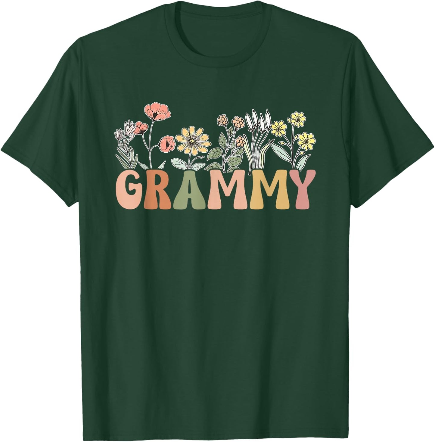 Grammy Wildflower Grandma Mother's Day Flower Florals Outfit T-Shirt - T-Shirt | Forest