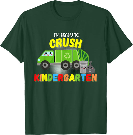 Garbage Truck Kindergarten Back to School Boy First Day Tot T-Shirt - T-Shirt | Forest