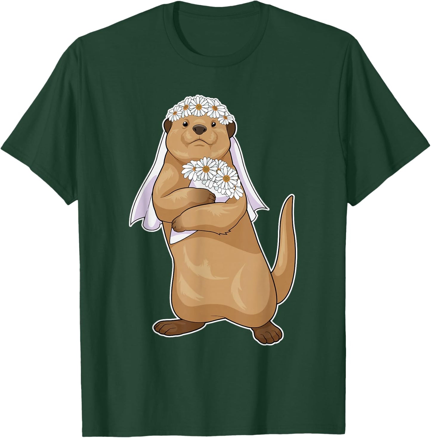 Otter Bride Bridal bouquet Wedding T-Shirt - T-Shirt | Forest
