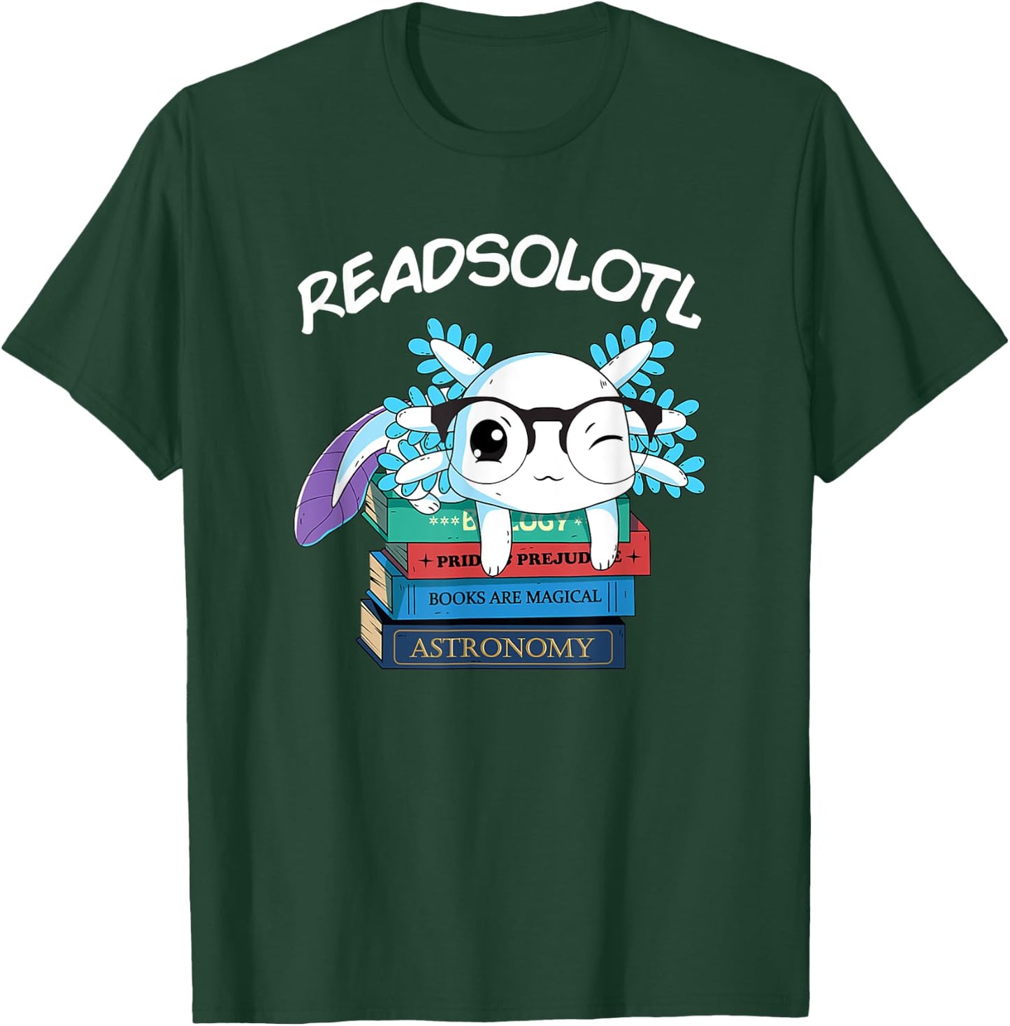 Readsolotl Read Book Axolotl Funny Reading Fish Books Lizard T-Shirt - T-Shirt | Forest