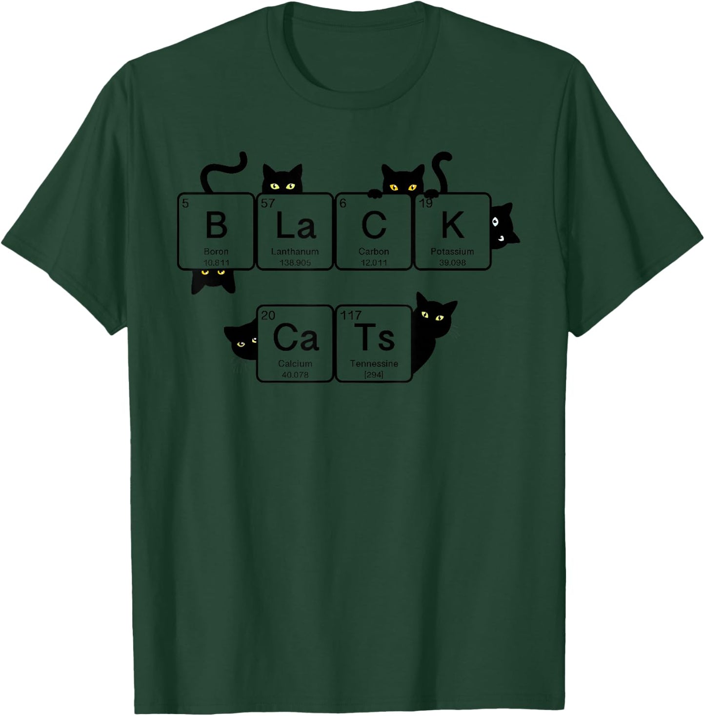 Black Cats Element Periodic Table Chemist Teacher Cat Lover T-Shirt - T-Shirt | Forest