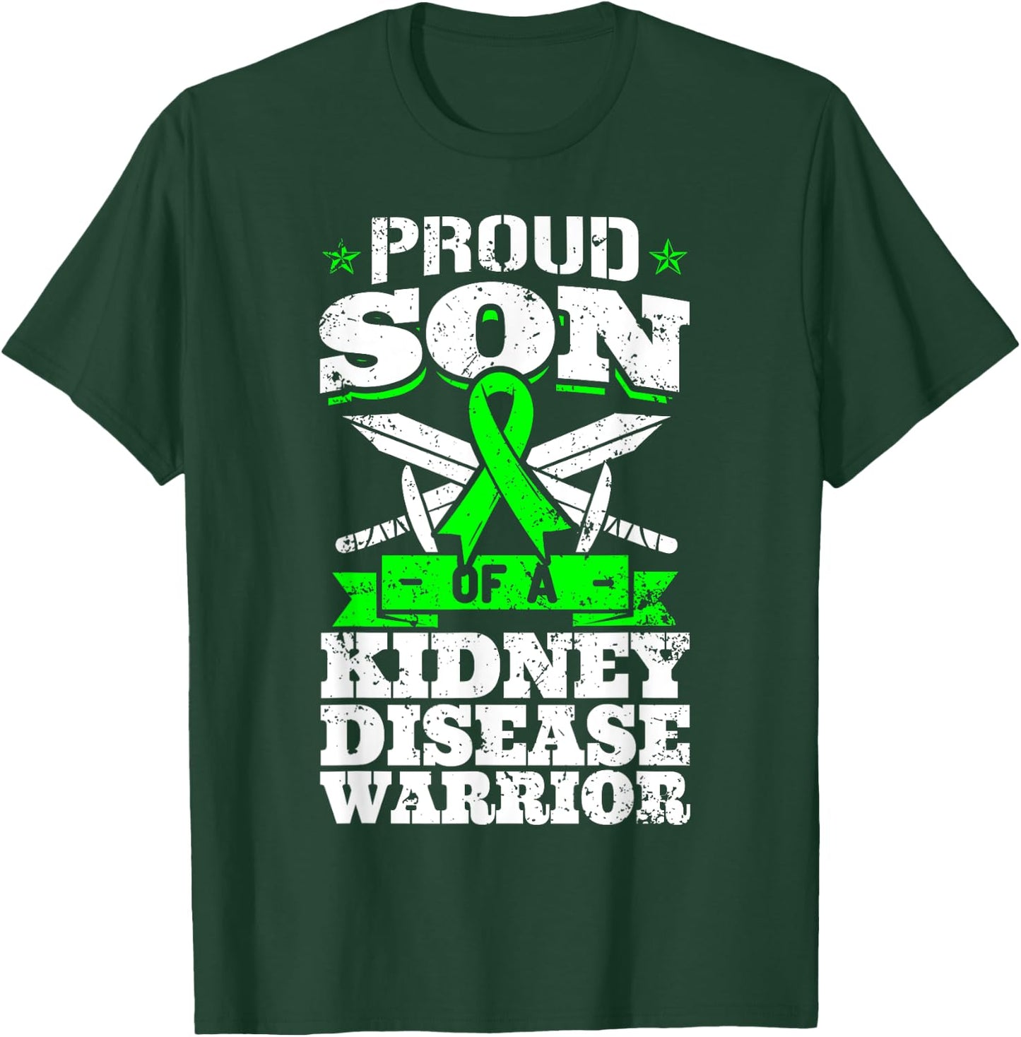 Proud Son Of A Kidney Disease Warrior CKD Awareness Ribbon T-Shirt - T-Shirt | Forest