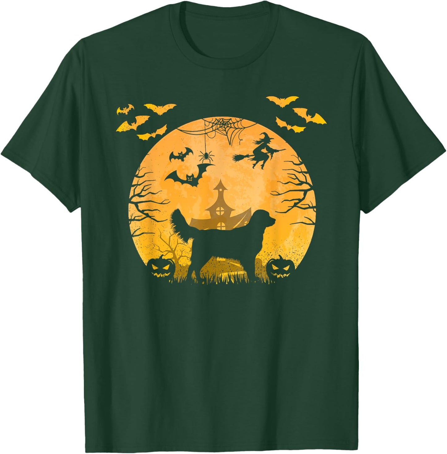 Funny Halloween Dog Golden Retrievers Halloween Men Women Kids T-Shirt - T-Shirt | Forest