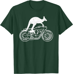 Kangaroo Riding Motorbike Australia Motorcycle Bikers Funny T-Shirt - T-Shirt | Forest