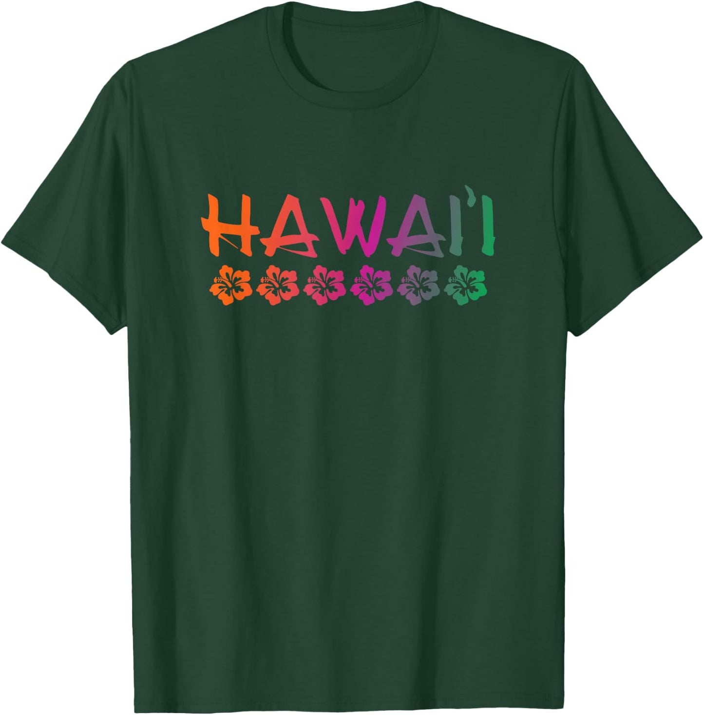 Hawaii - Hibiscus Flowers - Sunset Colors - Classic T-Shirt - T-Shirt | Forest