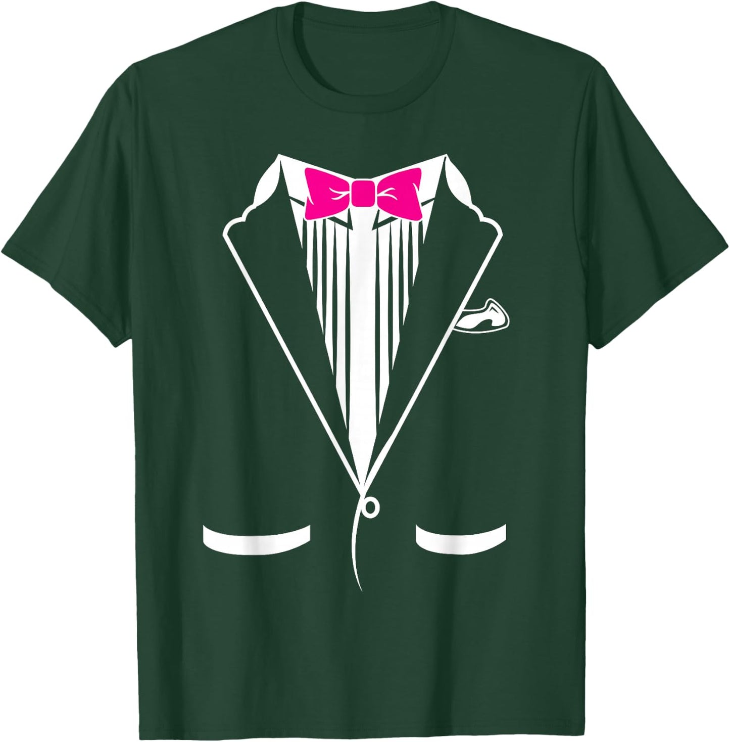Tuxedo Dress , Pink Bow Tie Groom Wedding Gift T-Shirt - T-Shirt | Forest