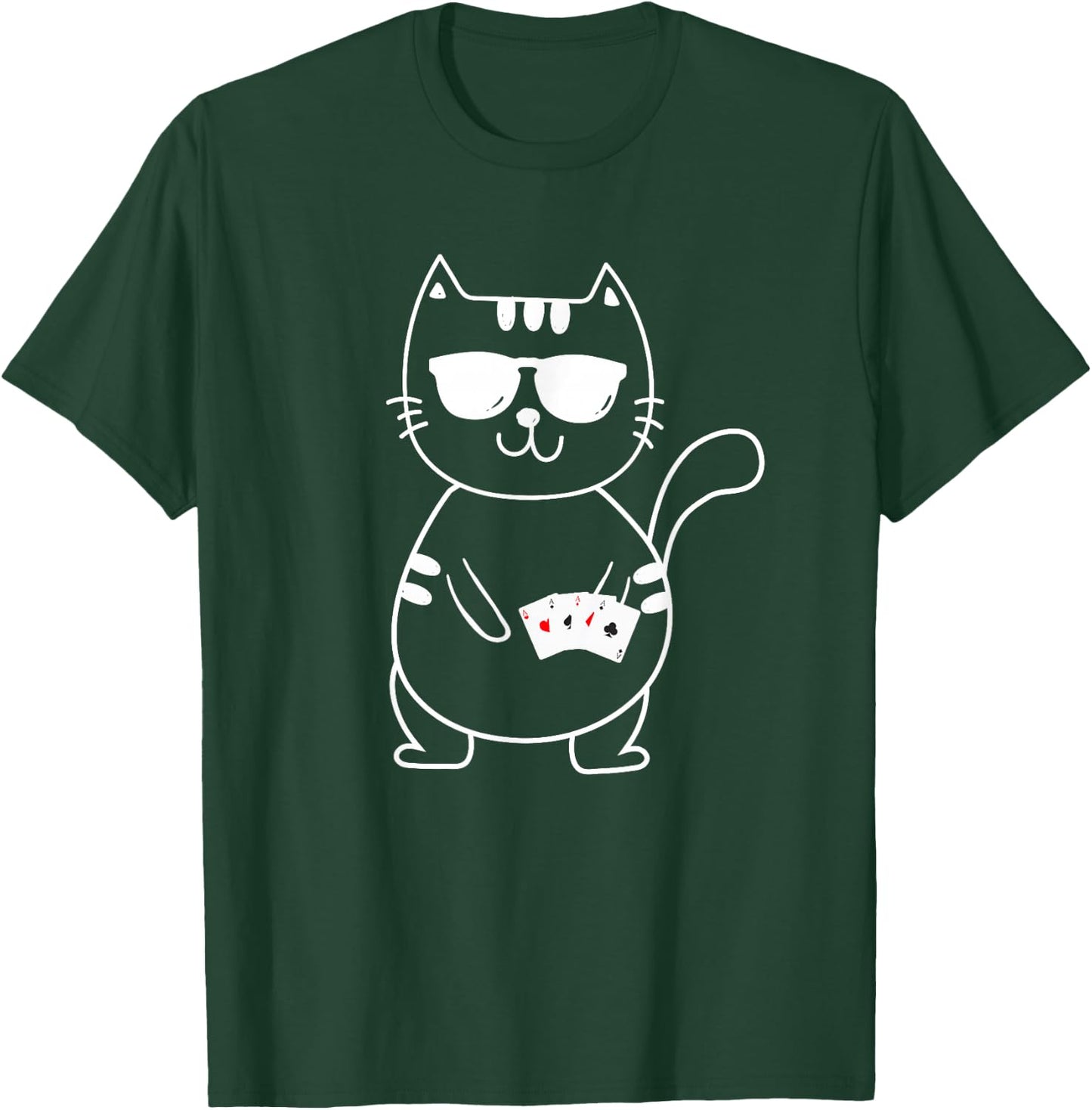 Poker Cat - Poker Texas Hold'Em Gambling Casino Gambler T-Shirt - T-Shirt | Forest