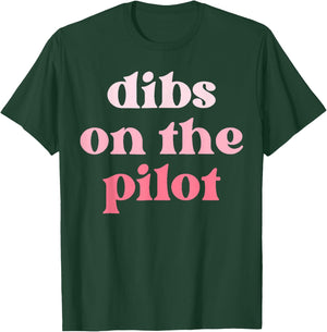 Pilot Wife Vintage Groovy Dibs on the Pilot T-Shirt - T-Shirt | Forest