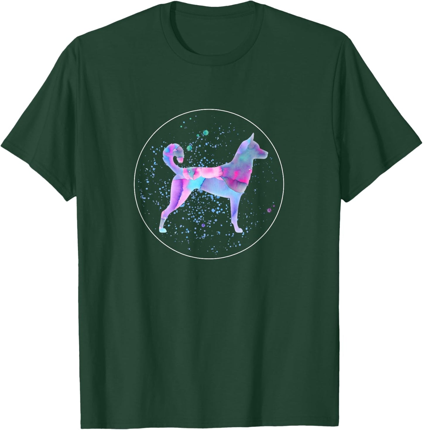 Korean Jindo Art Watercolor Dog Aquarelle T-Shirt - T-Shirt | Forest