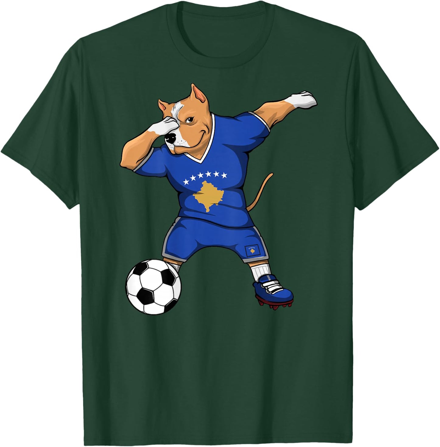 Dabbing Pitbull Kosovo Soccer Lovers Jersey Kosovar Football T-Shirt - T-Shirt | Forest