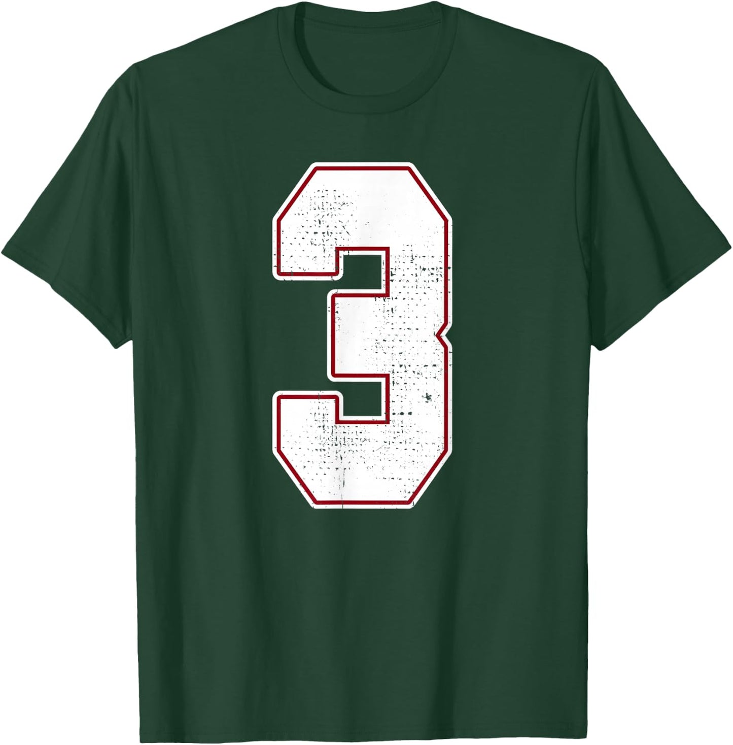 #3 Outline Number 3 Fan Varsity Sports Team Blue Jersey T-Shirt - T-Shirt | Forest