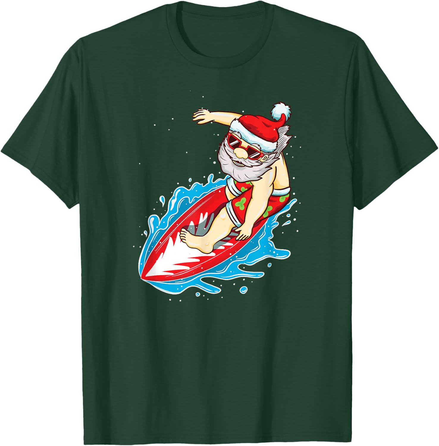 Santa Surfing Christmas in July Shirt T-Shirt - T-Shirt | Forest