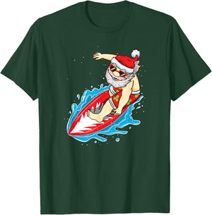 Santa Surfing Christmas in July Shirt T-Shirt - T-Shirt | Forest