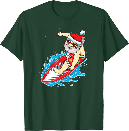Santa Surfing Christmas in July Shirt T-Shirt - T-Shirt | Forest