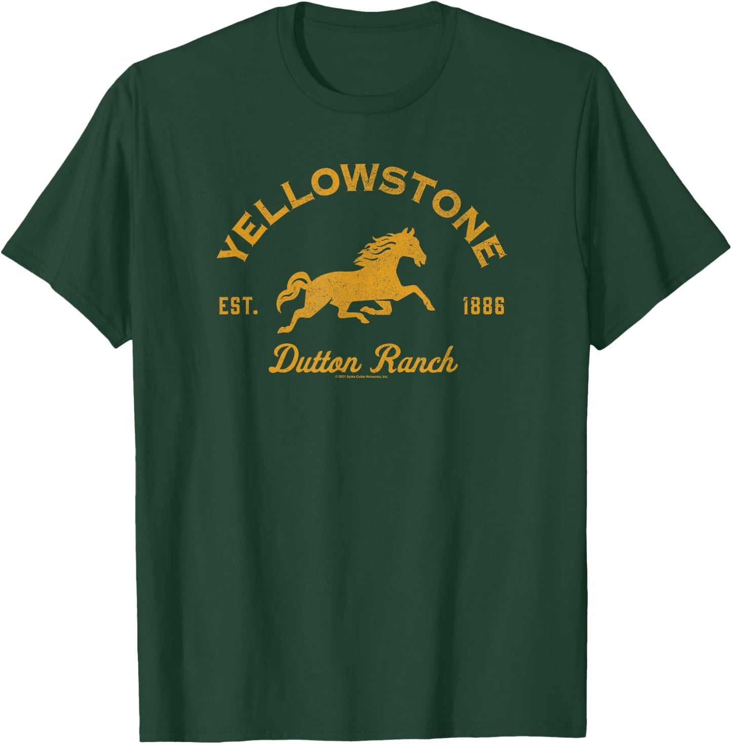 Yellowstone Dutton Ranch Est. 1886 Running Horse Logo Short Sleeve T-Shirt - T-Shirt | Forest
