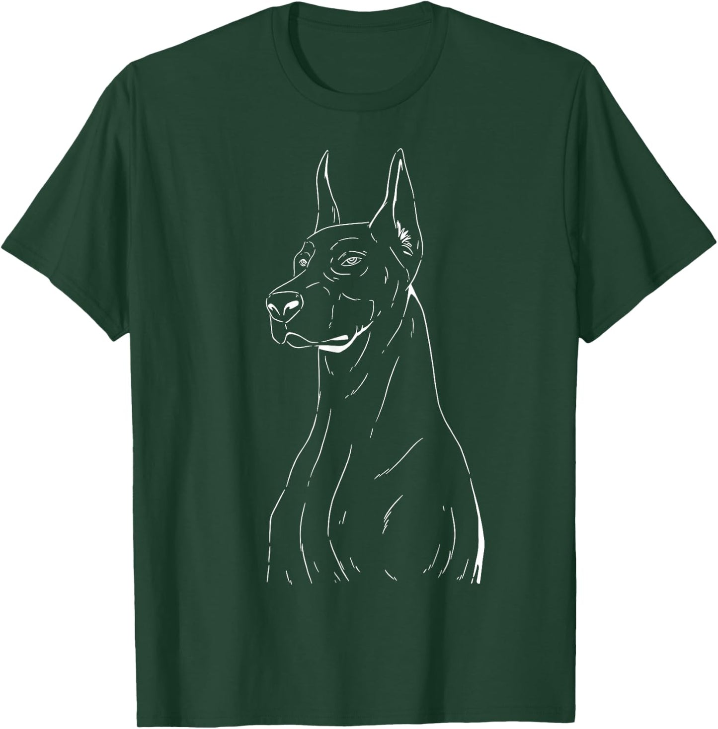 Doberman Line Art – Minimal Dobie T-Shirt - T-Shirt | Forest