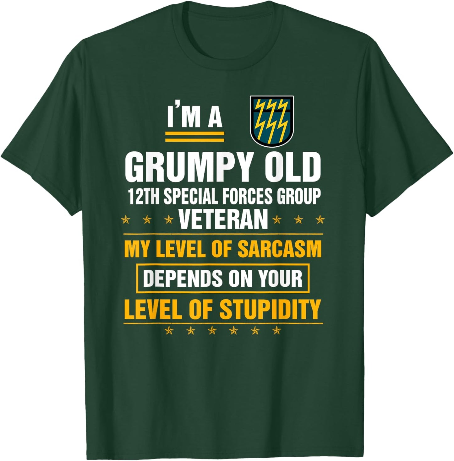 Grumpy Old 12th Special Forces Group Veteran Funny Xmas T-Shirt - T-Shirt | Forest