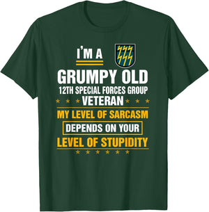 Grumpy Old 12th Special Forces Group Veteran Funny Xmas T-Shirt - T-Shirt | Forest