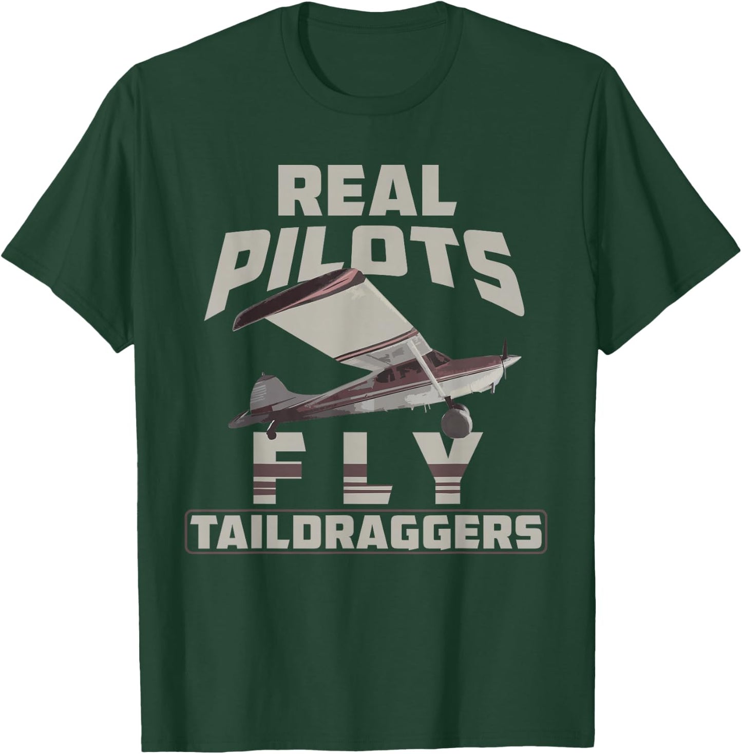 Real Pilots Fly Taildraggers Funny Vintage Airplane T-Shirt - T-Shirt | Forest