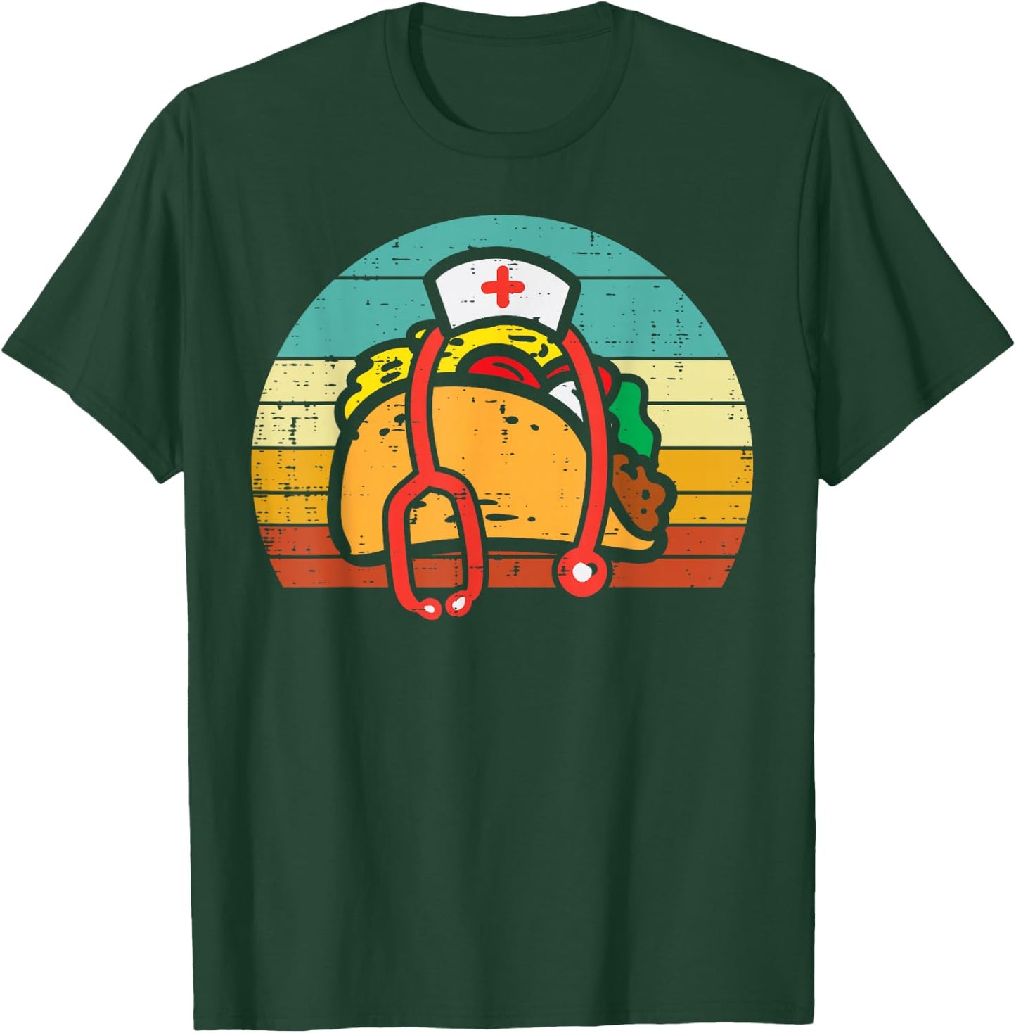 Taco Nurse Stethoscope Cinco De Mayo Nurse Women Scrub Top T-Shirt - T-Shirt | Forest