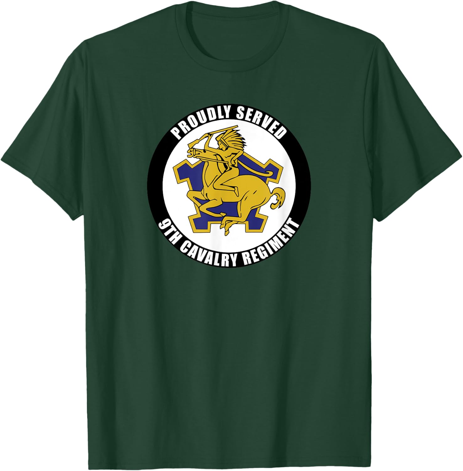 Proudly Served 9th Cavalry Regiment Military Army Veteran T-Shirt - T-Shirt | Forest