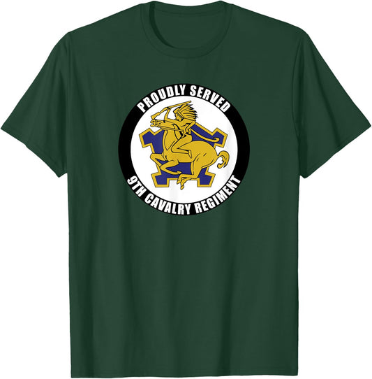 Proudly Served 9th Cavalry Regiment Military Army Veteran T-Shirt - T-Shirt | Forest