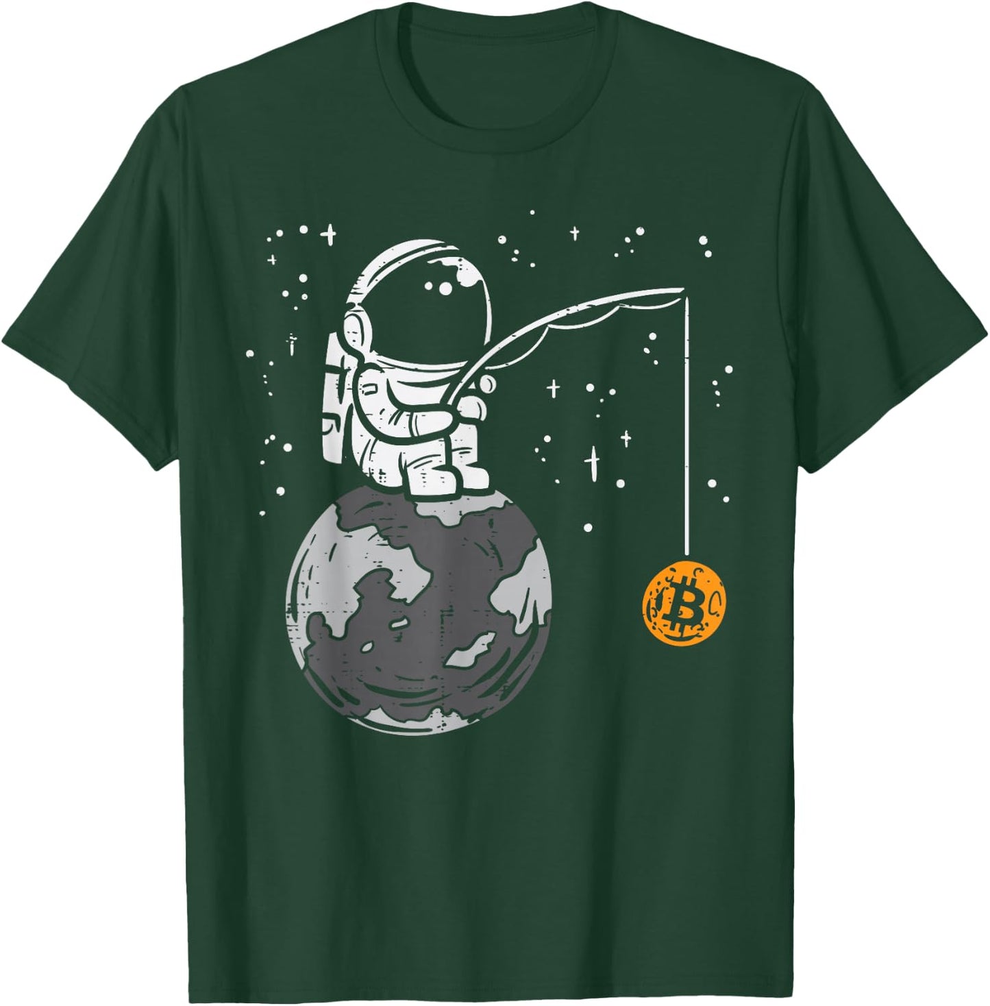 Astronaut Moon Fishing Bitcoin BTC Crypto Cryptocurrency T-Shirt - T-Shirt | Forest
