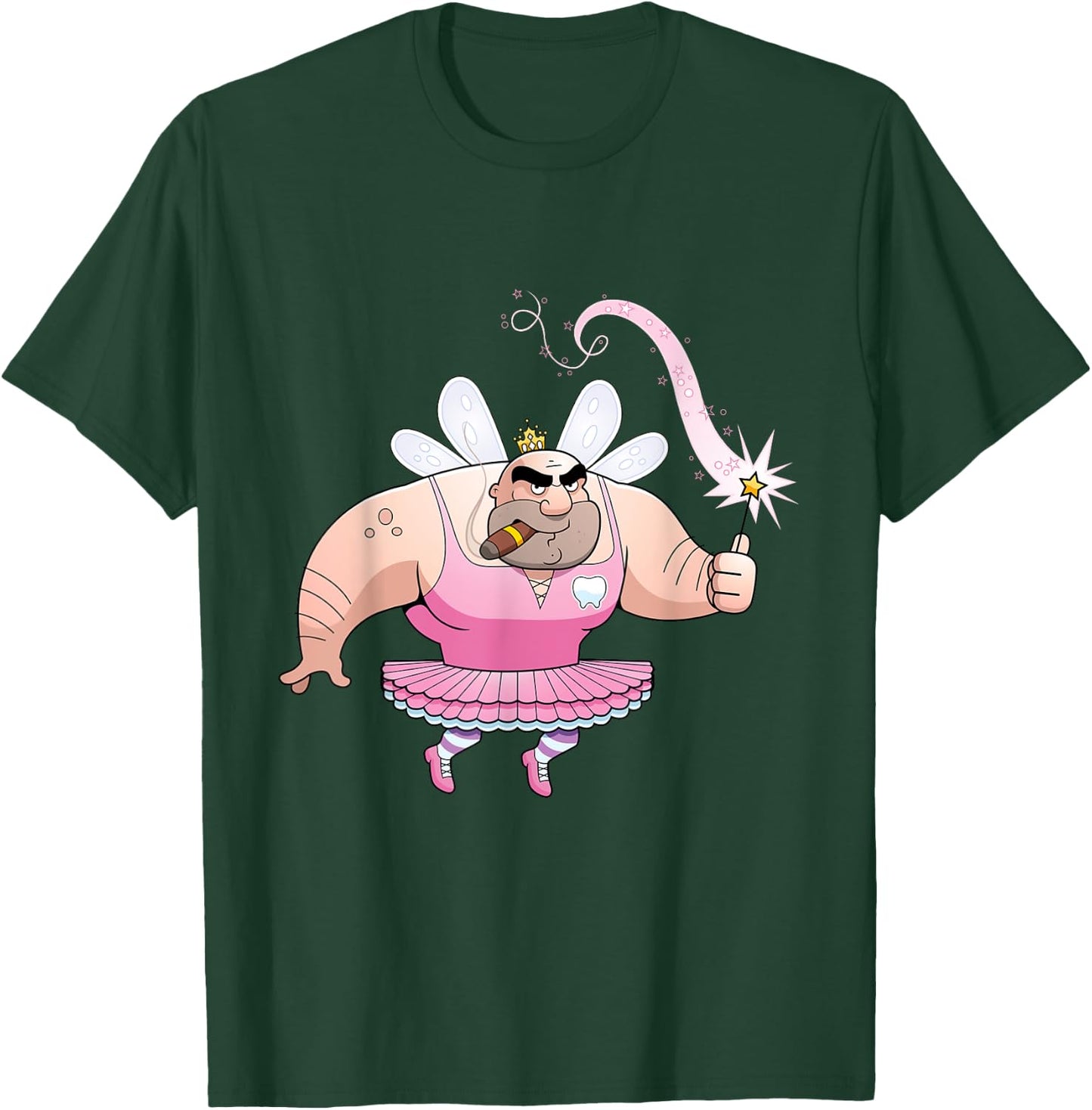 Funny Tooth Fairy Grumpy Old Man Smokes Cigarette T-Shirt - T-Shirt | Forest