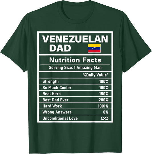 Venezuelan Dad Nutrition Facts Father's Day National Pride T-Shirt - T-Shirt | Forest