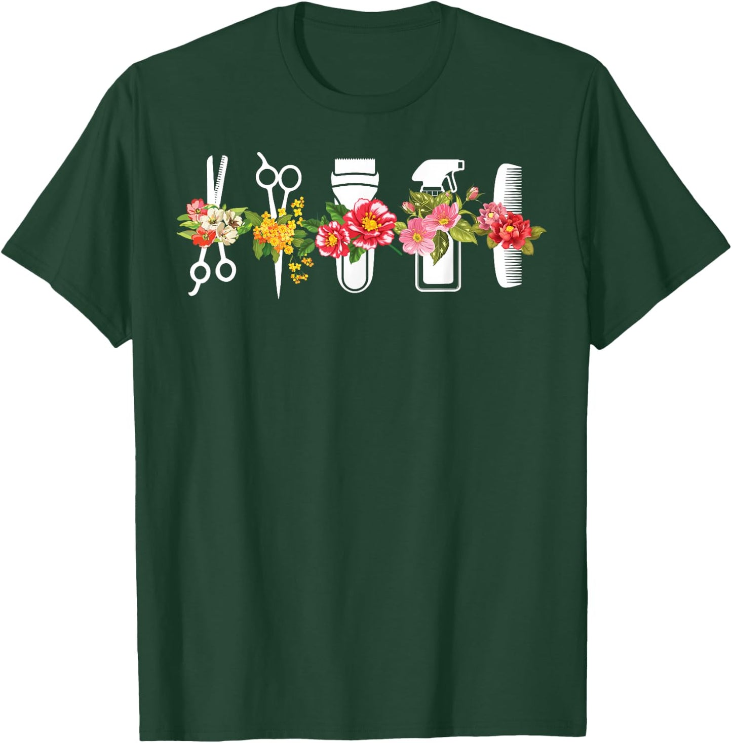 Funny Hair Stylist Tools Gift Hairdresser Women Barber Shop T-Shirt - T-Shirt | Forest