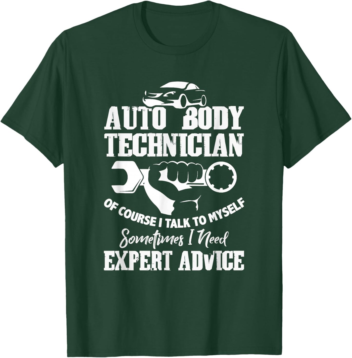 CharlIan Minds - Auto Body Technician - Men's Adult - Black - Short Sleeve - - Classic Fit - Humorous Graphic Design - 'Of Course I'm Talking to Myself' Quote T-Shirt - T-Shirt | Forest