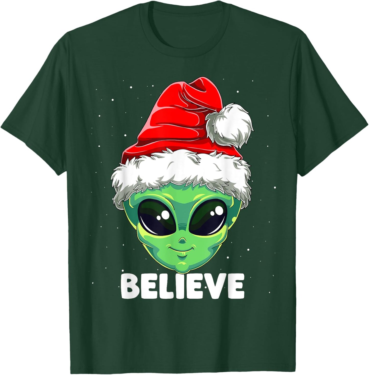 Christmas Alien Santa Costume Funny UFO Santa Hat Xmas Kids T-Shirt - T-Shirt | Forest