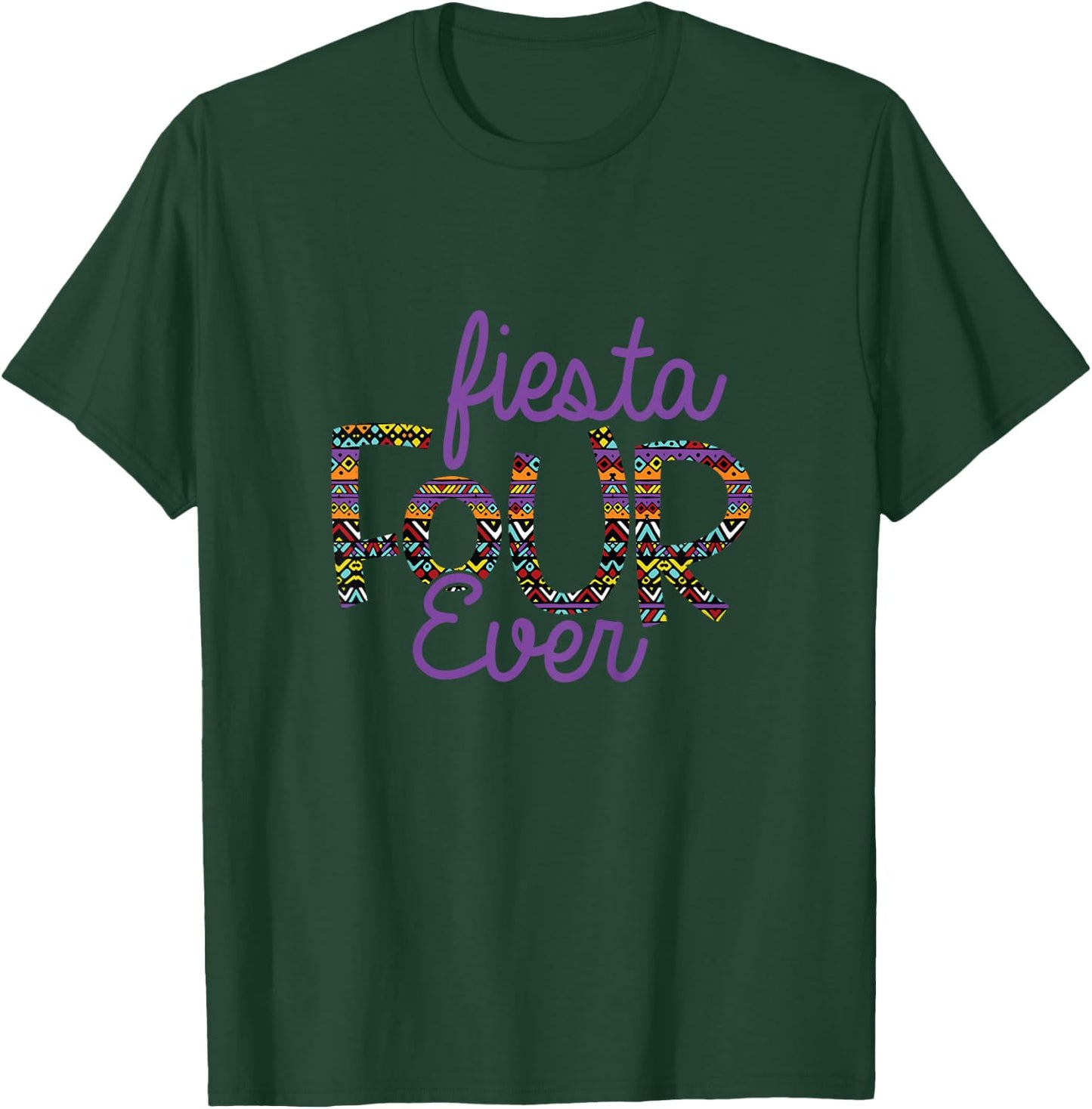 Fiesta Four Ever Taco Tuesday 4th Birthday 4 Years Serape T-Shirt - T-Shirt | Forest