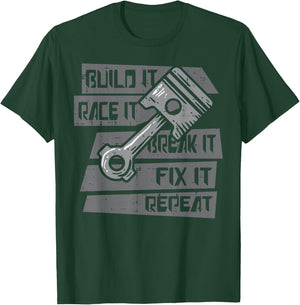 Build Race Break Fix It Repeat Auto Mechanic Men Boys Kids T-Shirt - T-Shirt | Forest