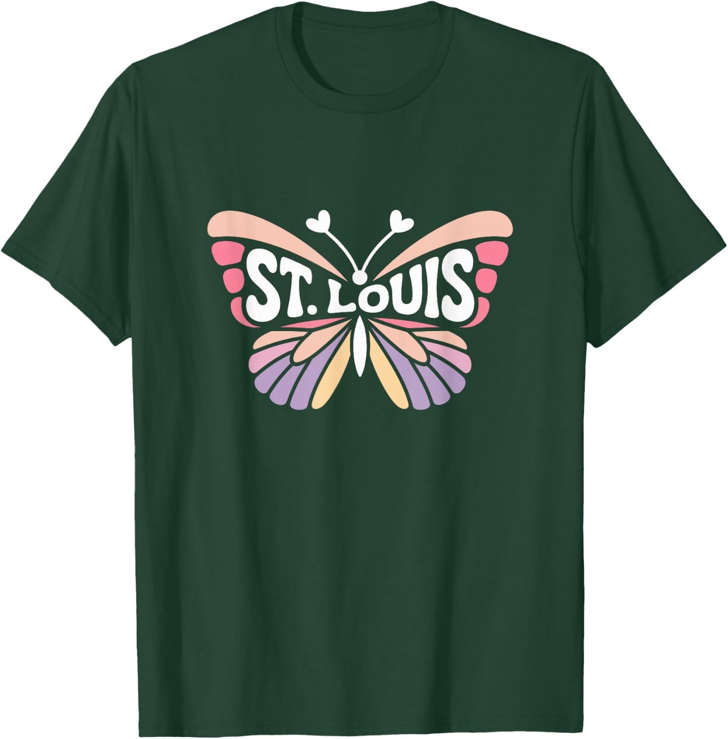 St. Louis Butterfly - Missouri Pastel City Name Word Art T-Shirt - T-Shirt | Forest