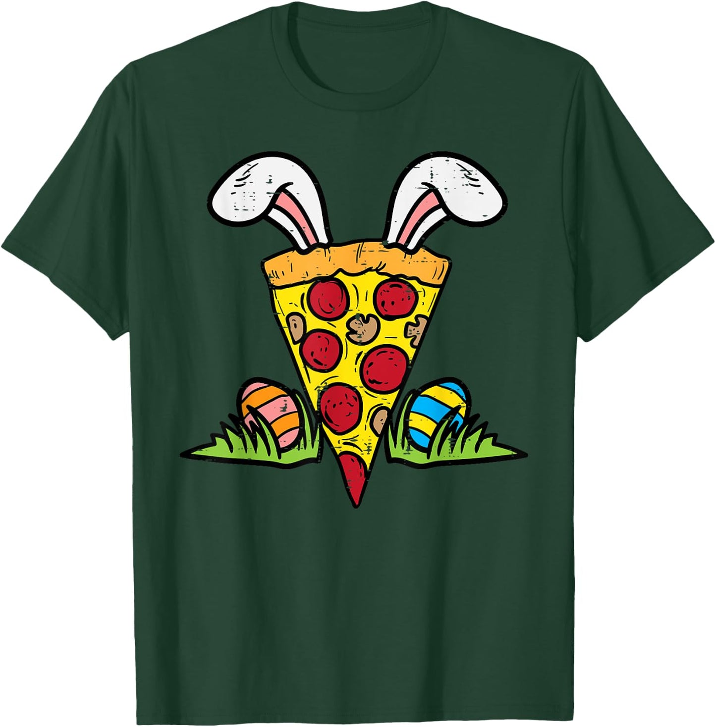 Easter Pizza Slice Bunny Ears Funny Snack Food Lover Foodie T-Shirt - T-Shirt | Forest