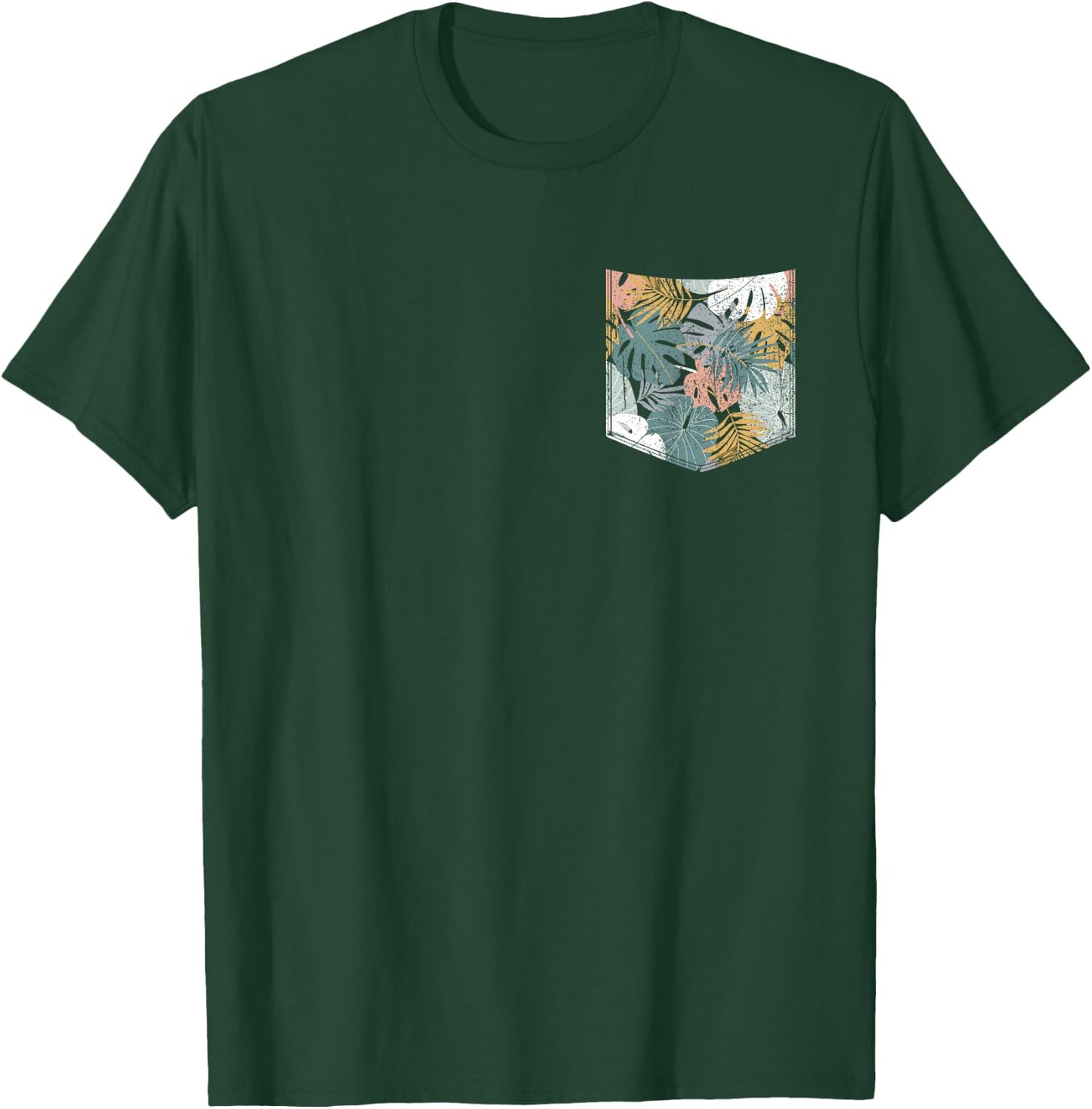 Tropical Monstera Leaves Pattern Pocket Tropical Flower T-Shirt - T-Shirt | Forest
