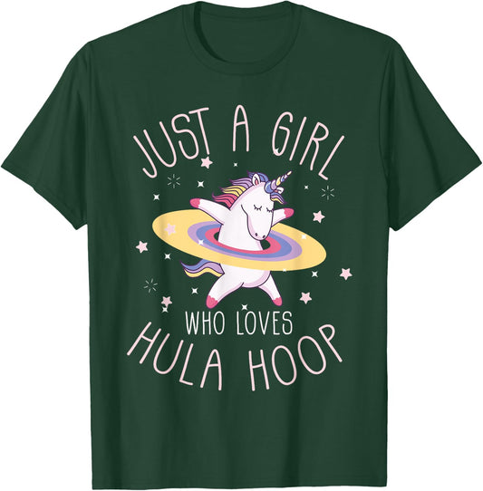 Just A Girl Who Loves Hula Hoop Rainbow Unicorn T-Shirt - T-Shirt | Forest