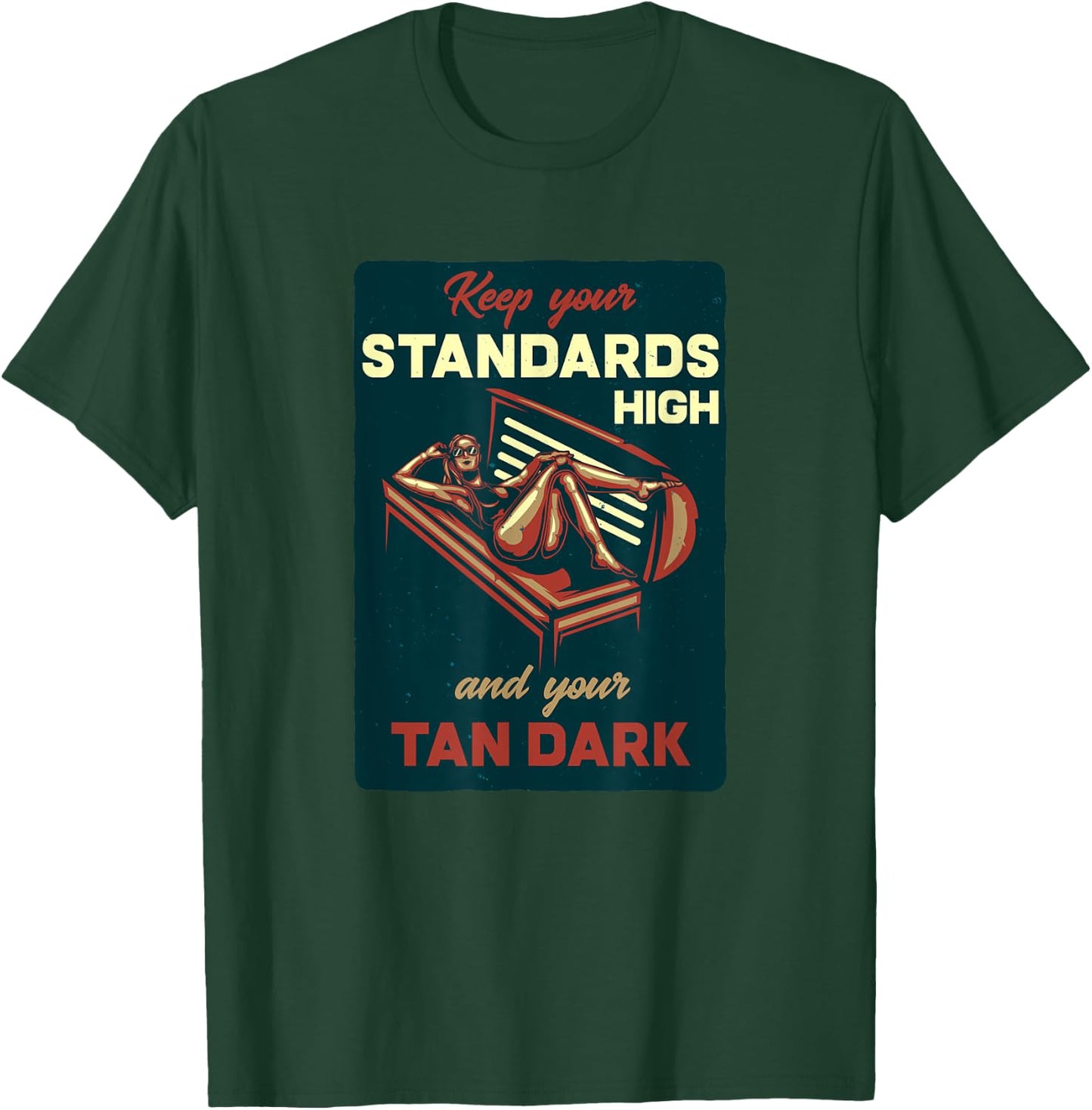 Vintage Advertising Sign Print, Dark Tan Solarium T-Shirt - T-Shirt | Forest