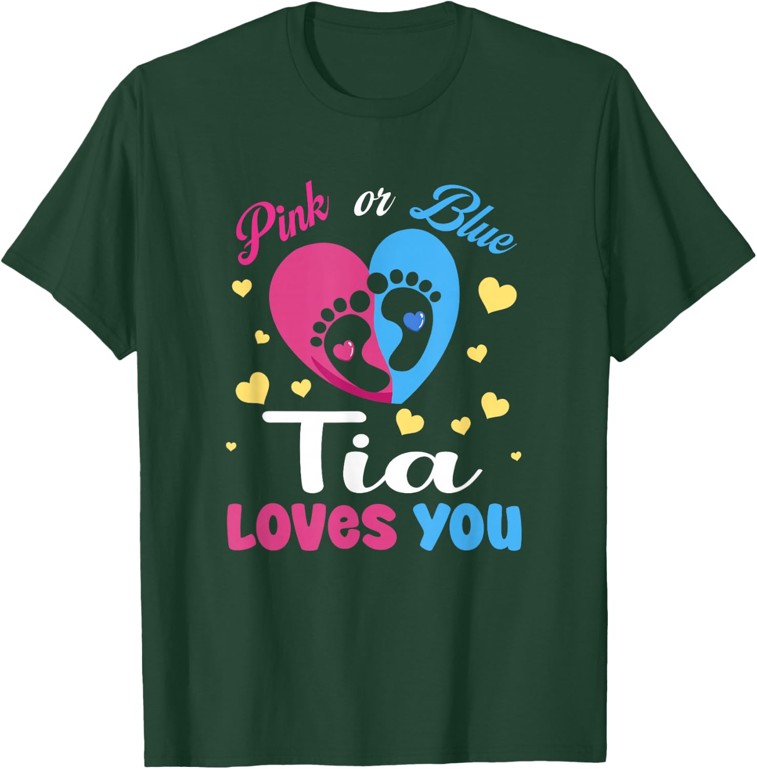 Pink Or Blue Tia Loves You Baby Gender Reveal Party T-Shirt - T-Shirt | Forest