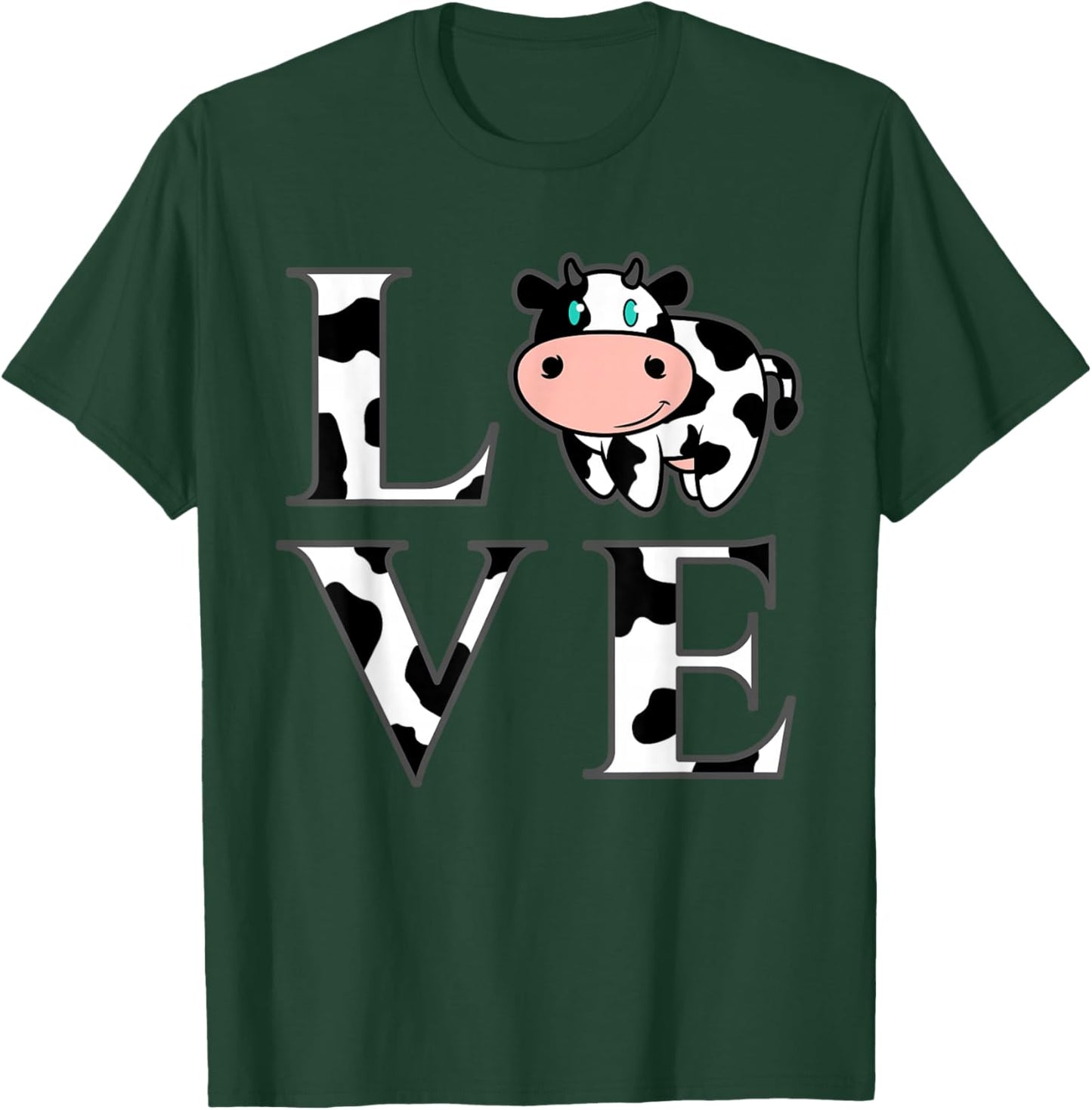 Cute Cow Print I Love Cows Funny Farming Gift Men Women Kids T-Shirt - T-Shirt | Forest