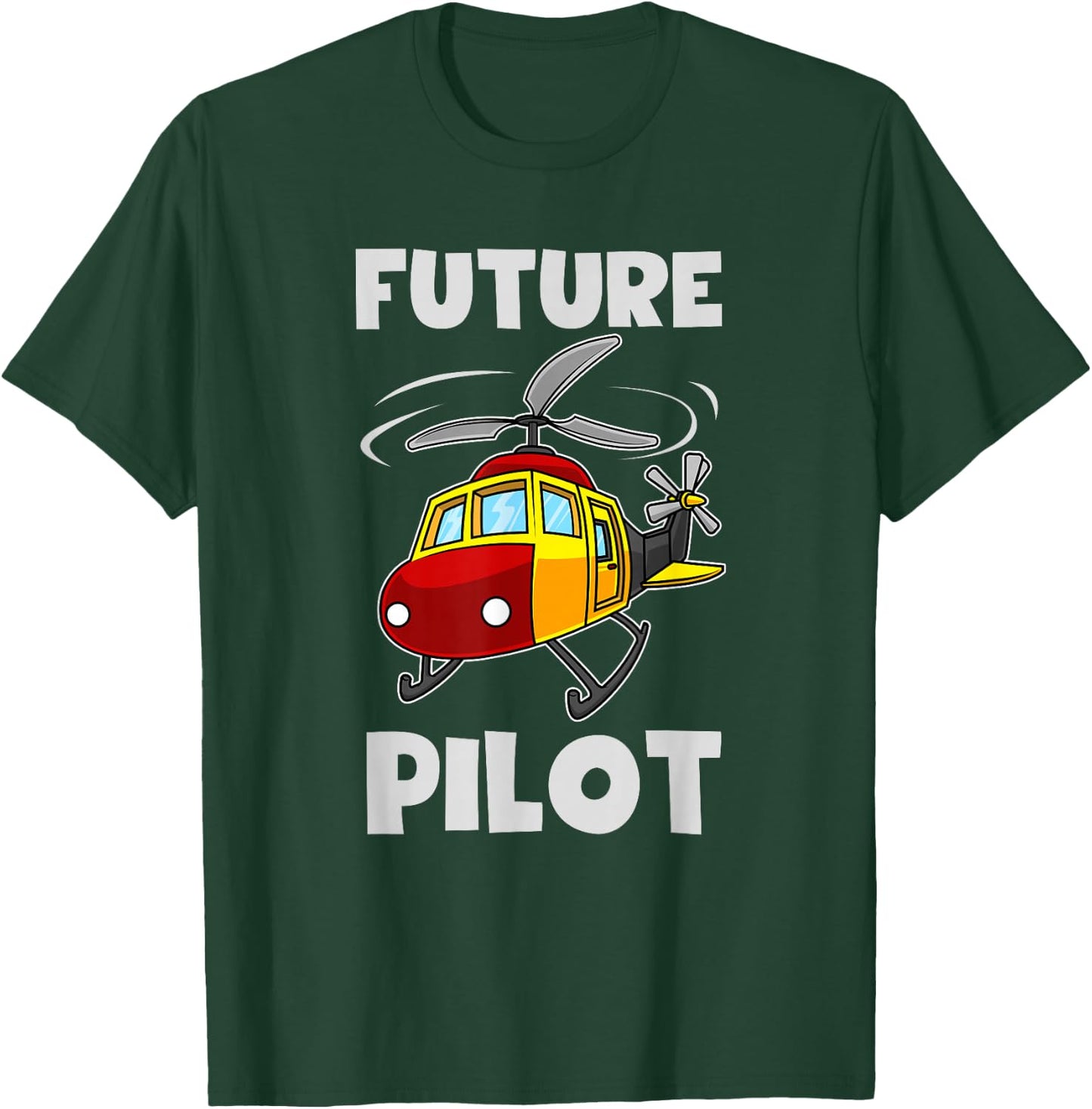Funny Future Pilot Gift | Cute Helicopter Boys Girls Kids T-Shirt - T-Shirt | Forest