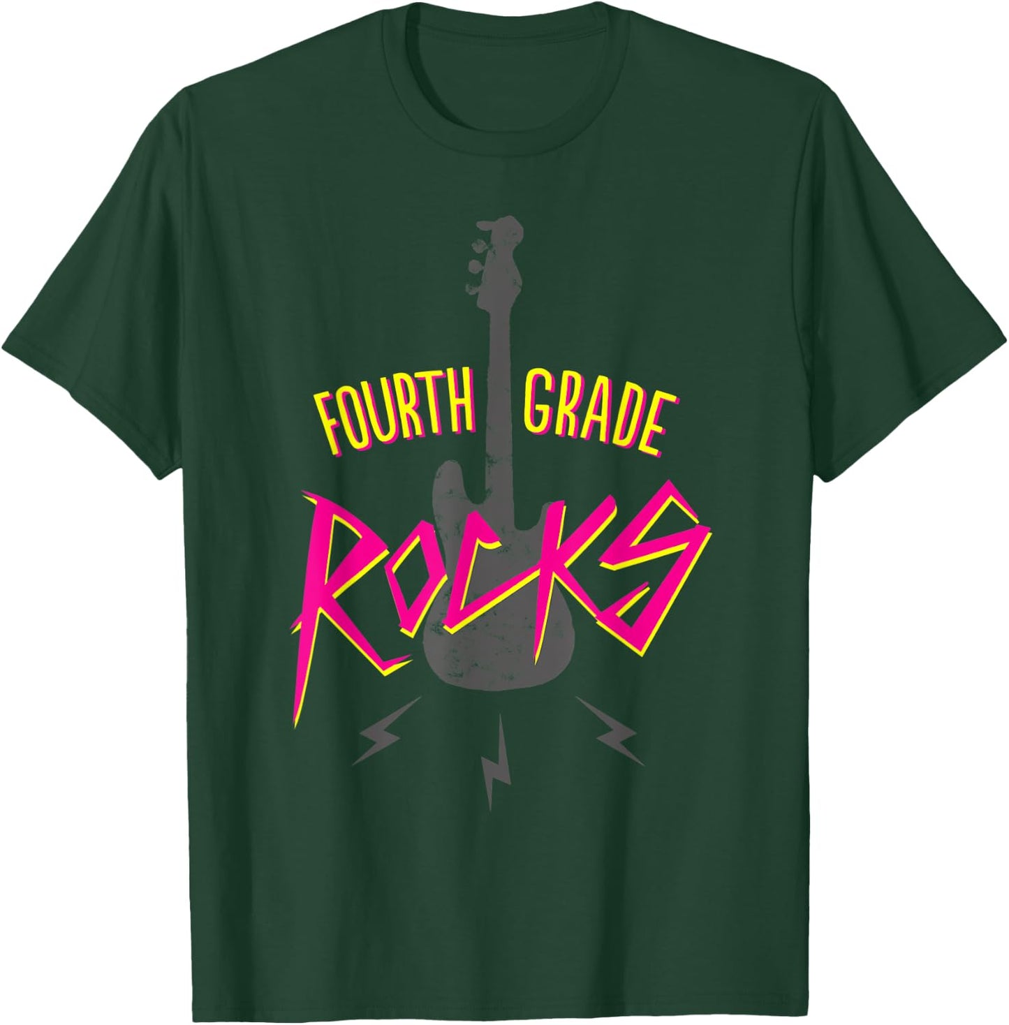 Fourth Grade Rocks Shirt 4th Grade Retro Guitar T-Shirt - T-Shirt | Forest
