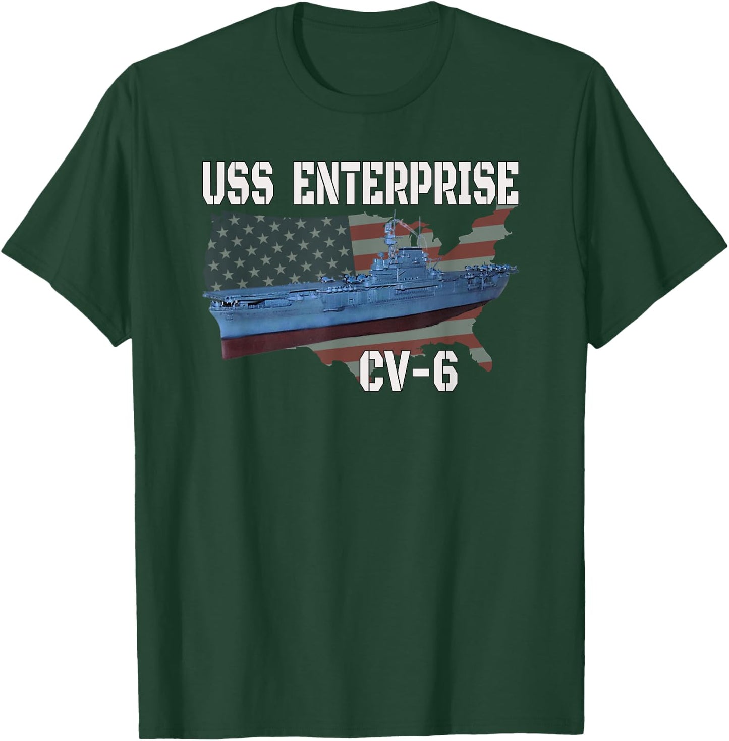 USS Enterprise CV-6 Aircraft Carrier Veterans Day Father Day T-Shirt - T-Shirt | Forest