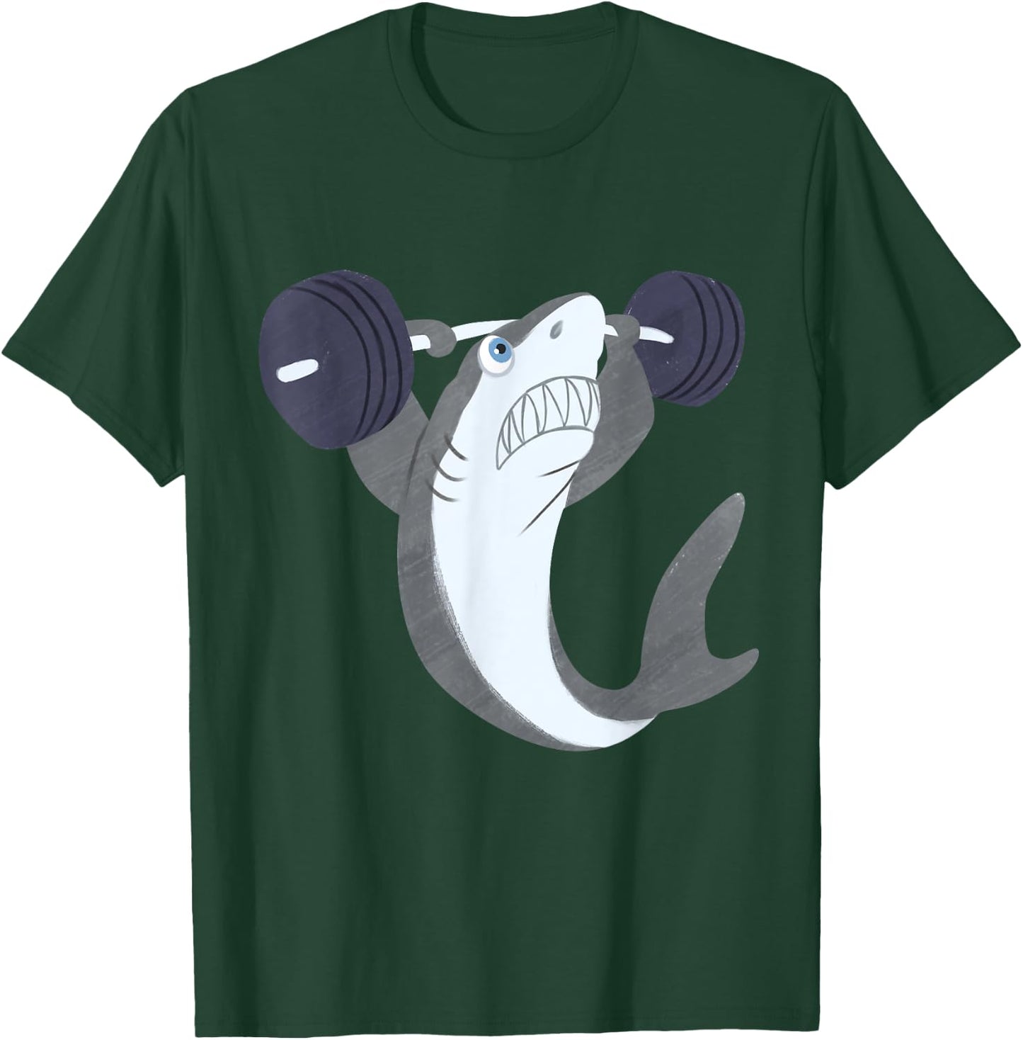Weightlifing Shark Barbell - Funny Workout Gym Weightlifter T-Shirt - T-Shirt | Forest