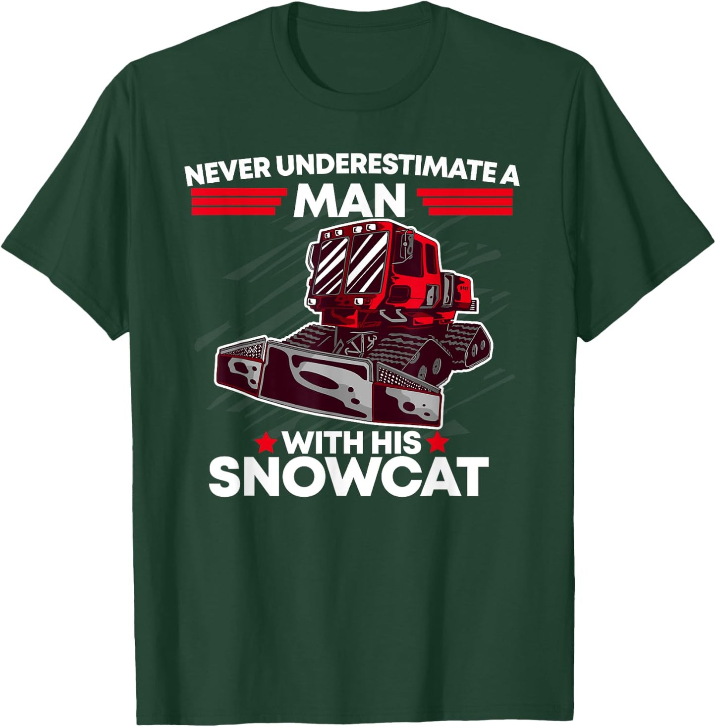 Snowcat Man Dad Groomer Cool Winter Sports US Flag T-Shirt - T-Shirt | Forest