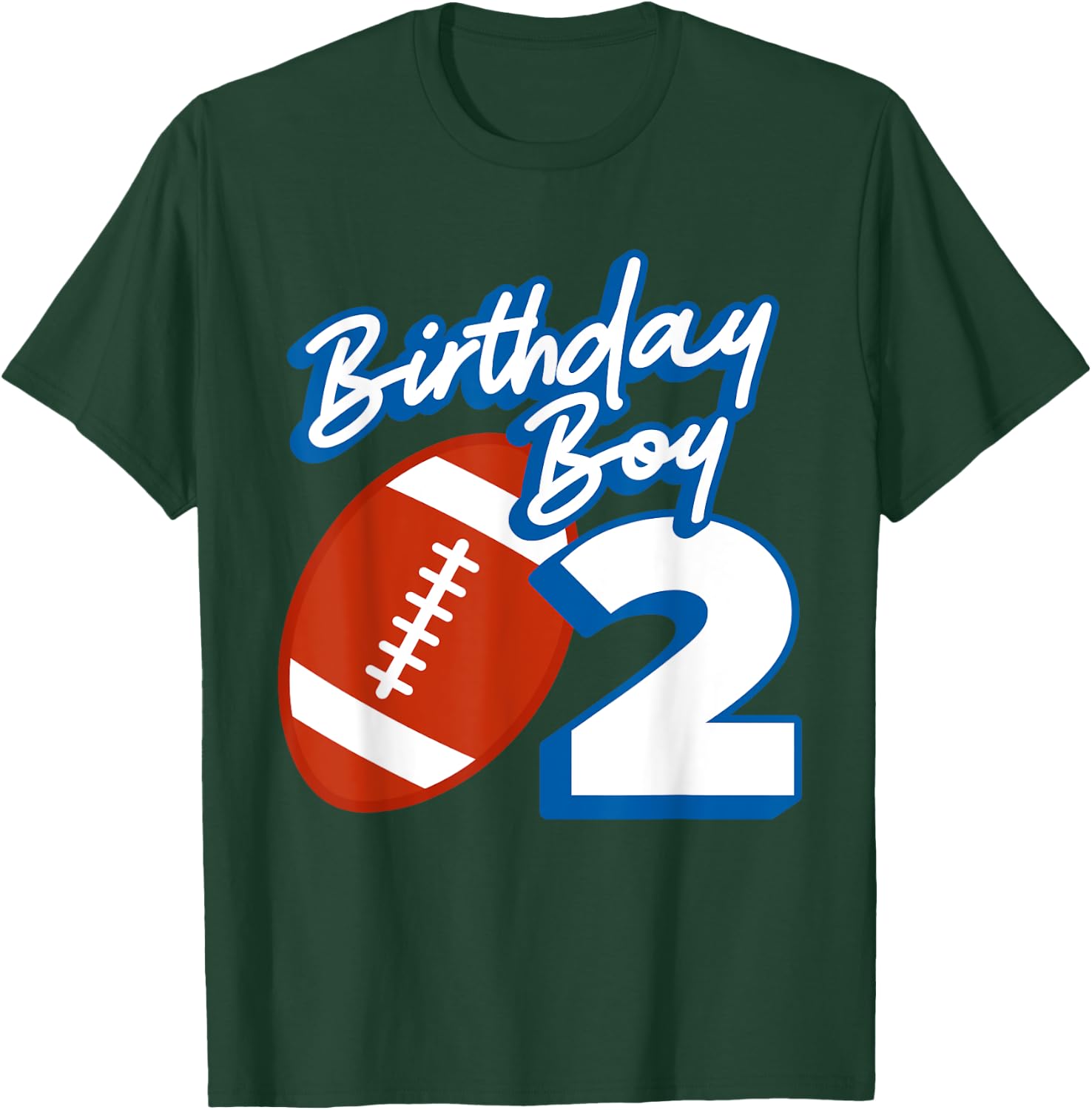2nd Birthday Boy Football Ball 2 Years Old Kids Gift Ideas T-Shirt - T-Shirt | Forest