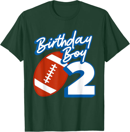 2nd Birthday Boy Football Ball 2 Years Old Kids Gift Ideas T-Shirt - T-Shirt | Forest