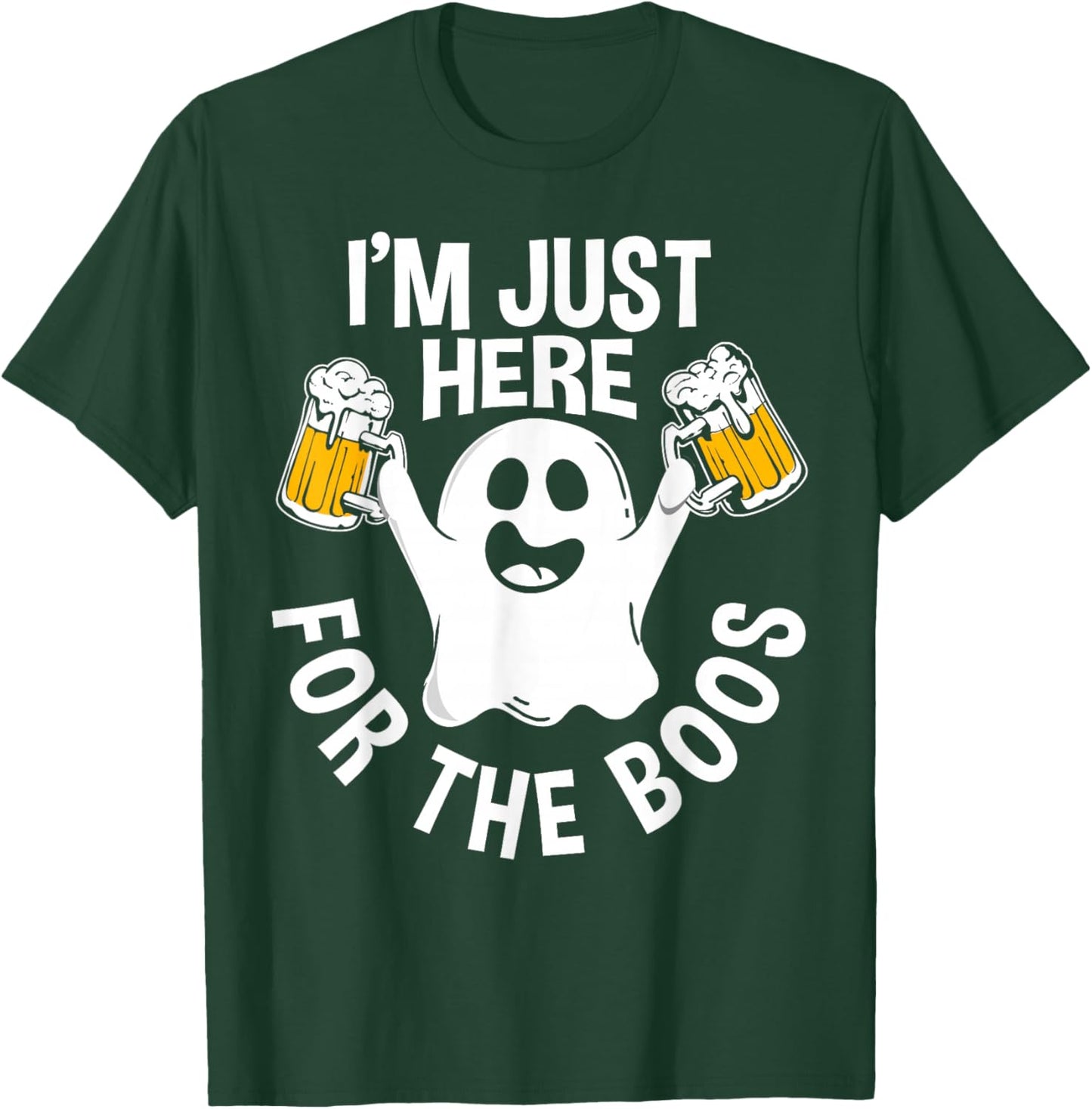 Men Funny Halloween I'm Just Here For The Boos Gift T-Shirt - T-Shirt | Forest