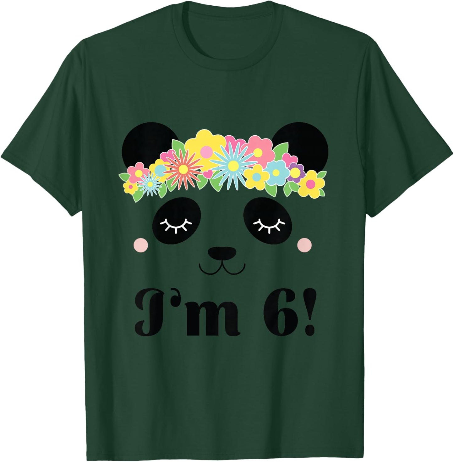 Kids 6th Birthday Panda 6 Year Old Girl T-Shirt - T-Shirt | Forest